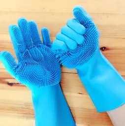 Cиліконові рукавички Magic Silicone Gloves Blue - мініатюра 2