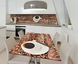 Вінілова наклейка на стіл Кава Coffee самоклейка зерна чашки Коричневий 60х120 см Happy Pocket Z181345
