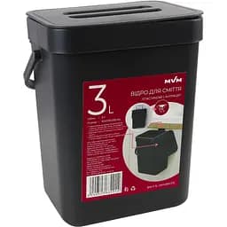 Ведро для мусора MBM My Home с крышкой 3 л антрацит (BIN-11 3L ANTHRACITE)