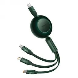 Кабель Baseus Bright Mirror 2 Series Retractable 3-in-1 Cable Type-C to MicroUSB+Lightning+Type-C 100W 1.1m CAMJ010206 Green - мініатюра 2