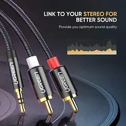 Кабель аудіо Ugreen AV116 2RCA to 3.5 mm стерео розгалужувач 1 м (60240) - мініатюра 2