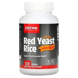 Красный ферментированный рис Jarrow Formulas Red Yeast Rice + Co-Q10, 120 вегакапсул для поддержки сердечно-сосудистой системы