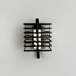 Металеве бра в стилі Лофт у чорному корпусі 30х16 см з янтарним плафоном Line F Арт. 12391/1W BK+AM