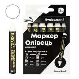 Маркер для розмітки - Універсальна крейда воскова білий 12шт.