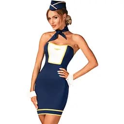 Еротичний костюм стюардеси Obsessive Stewardess uniform M/L, blue