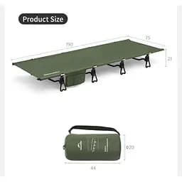 Ліжко туристичне складане Naturehike XJC08 CNK2550WS020 (поліестер + алюміній) Чорний - мініатюра 3