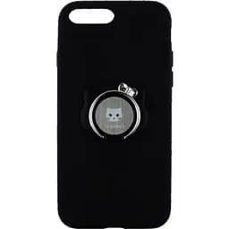 Чохол-накладка Shengo Soft-touch holder TPU Case iPhone 8 Plus Black - мініатюра 2