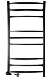 Электрический полотенцесушитель Unio LDE EL 1000-500-9 BLK Лесенка Дуга Элит черный, Черный матовый, Левое, Механический