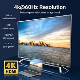 Кабель Vention HDMI M - M,30.0 м V2.0 Optical 4K 60Гц 18Gbps Dolby 7.1 PVC Black Zinc Alloy - мініатюра 6