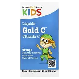Рідкий вітамін C для дітей California Gold Nutrition Kids Gold C Liquid, 118 мл для підтримки імунітету - Апельсин