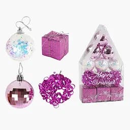 Набір ялинкових прикрас Кулі та подарунки, 12 шт., 5 см C67387