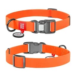 Ошейник для собак водостойкий Waudog Waterproof с QR-паспортом пластиковая пряжка-фастекс Ш 25 мм Д 38-58 см оранжевый