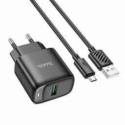 Сетевое зарядное устройство Hoco C140A QC3.0 18 Вт с кабелем Micro-USB черный