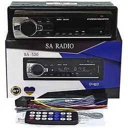 Автомагнитола Bluetooth SA-520 ISO 1DIN Автозвук 4x50W USB SD пульт ду 2392 магнитофон в машину Черный