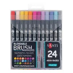 Набор маркеров Santi Brush Marker акварельные двухсторонние 24 шт. (391056)