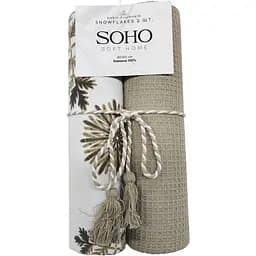 Набір рушників Soho Snowflakes бавовна 100% 40х60 см 2 шт. стрічка (BS 45531A)
