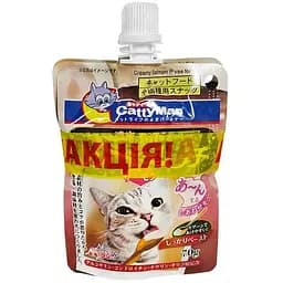 Набір ласощів для котів CattyMan Creamy Salmon Puree 2х70 г, вершкове пюре з лососем, корисне та смачне