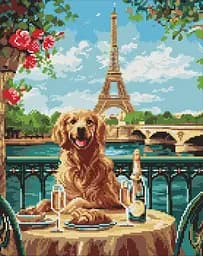 Набор с алмазной мозаикой Ретривер в Париже Ideyka AMO8054, 40x50 см