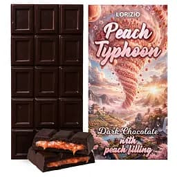 Шоколад чорний Lorizio з персиковою начинкою "PEACH TYPHOON" 200 г