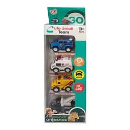 Набір іграшкових машинок Міські рятувальники Shantou Jinxing JM52252 на великих колесах Жовто-блакитний