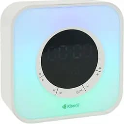 Колонка Kisonli Q6A Bluetooth 5.0, 1х5W, 3600mAh, USB/TF/FM/BT/LED/Clock/RGB Light, DC: 5V/1A, BOX, Silver, Q30
