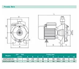 Відцентровий насос Shimge 2SGP(m) 25/160B, 1.5кВт, Нmax=50 м, Qmax=200 л/хв - мініатюра 3