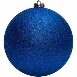 Елочная игрушка - шар Linhai D15 см синий глиттер пластик (033997)