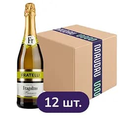 Упаковка напитка винного игристого Fratelli Fragolino Bianco белого полусладкого 9 л (0.75 л х 12 шт.)