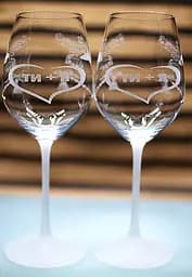 Набір винних келихів 480 мл Ти і Я з голубами весільні фужери  подарунок для пари