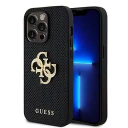 Чехол Guess PU Perforated 4G Glitter Metal Logo для iPhOne 15 Pro Max Black (GUHCP15XPSP4LGK)