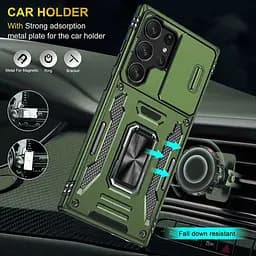 Ударостійкий чохол Camshield Army Ring для Samsung Galaxy S24 Ultra Оливковий / Army Green - мініатюра 4