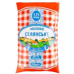 Молоко Селянське питне ультрапастеризоване 3.2% жиру 900 г