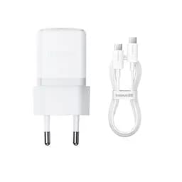 Сетевое зарядное устройство с кабелем Baseus Palm Fast Charger 1C 30W EU Moon белый(With:Baseus Mini белый Cable C to C