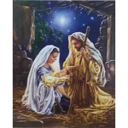 Алмазна мозаїка зі стразами на підрамнику повна викладка Христос народився 30*40 см.