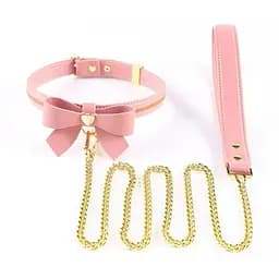 Поводок Lockink Sevanda Love Heart Butterfly LeaTher Collar Set - Pink