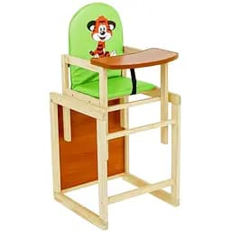 Стульчик для кормления Мася №2063 Тигр, зеленый, кожзам