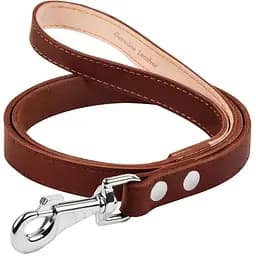 Повідець для собак Collar, одинарний, непрошитий, шкіряний, 122х2 см, коричневий