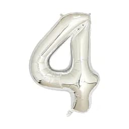 Шар воздушный фольгированный (102 см) Цифра 4 серебро