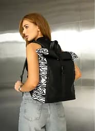 Жіночий рюкзак Sambag Roll Top One чорний принт "Zebra" 41 х 30 х 16 см (24208146)