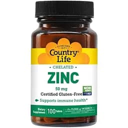 Витамины и минералы Country Life Zinc Chelated 50 mg, 100 таблеток