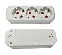 Колодка PROFI быстрой уборки 3 гнезда с заземлением (конт.группа медь) (100 шт./ящик) (19411) ТМ LUMANO