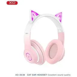 Бездротові навушники XO BE38 Cats Ear з вушками кота Гарнітура стерео рожева - мініатюра 2