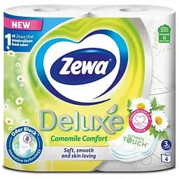 Туалетная бумага Zewa Deluxe Ромашка 3 слоя 4 рулона (7322540060133)