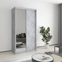 Шафа-купе дводверна MebelStar Стандарт AL ДСП/Дзеркало 110x60x210 см Бетон (MBS-2442)
