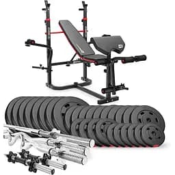 Набор Hop-Sport Premium 173кг со скамьей HS-1065HB Pro, штангами и гантелями