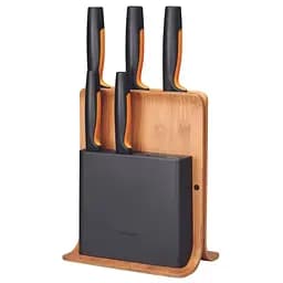 Набір кухонних ножів з бамбуковим блоком Fiskars Functional Form 5 шт (1057552)