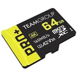 Картка пам'яті Team TEAM MicroSDXC 64 GB Pro+ UHS-I U3 Class 10 + SD-адаптер (TPPMSDX64GIA2V3003)