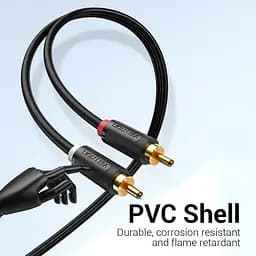 Кабель Audio 2RCA-2RCA Vention F/F 26К gold-plated 29 AWG 0.25m PVC Shell Black (BCMBD) - мініатюра 9
