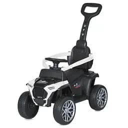 Квадроцикл 2в1 каталка-толокар батьківська ручка 16VAH 125W музика світло USB EVA шкіра білий (M 4803EL-1)