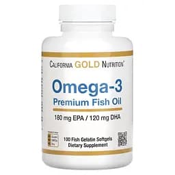 Жирні кислоти California Gold Nutrition Omega 3 Premium Fish Oil 100 рибних капсул